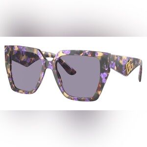 DOLCE & GABBANA DG4438 Havana Blue Pearl/Grey Lens Cat Eye Tortoise Sunglasses